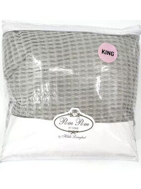 Pom Pom at Home By Hilde Leiaghat Zuma Waffle Weave Blanket 110"x90" KING Gray